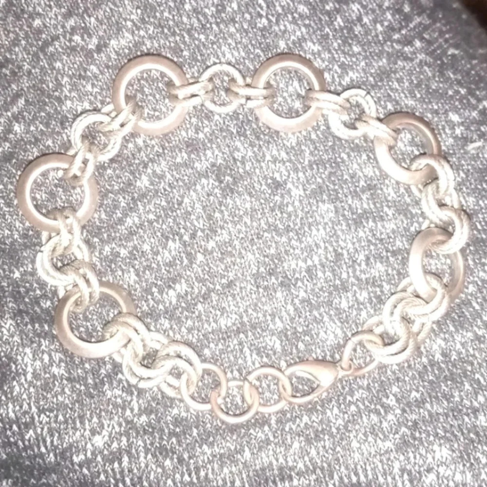 Linked Circles/Chainmail Bracelet Silvertone - image 1